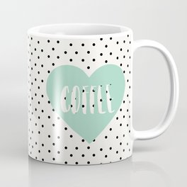 Coffee Heart & Dots - Mint Blue Coffee Mug