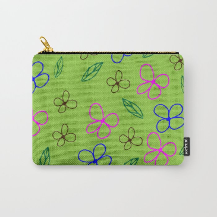 Whimsical Flowers and Leaves Carry-All Pouch