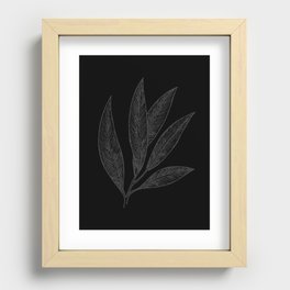 Elegant Leaves Nature Black Gray Grey Recessed Framed Print