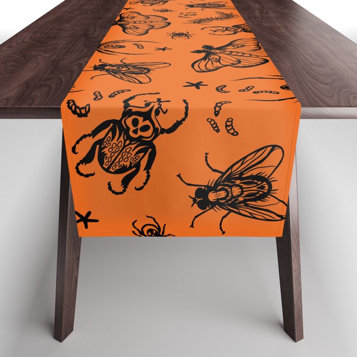 Creepy Crawlies in Orange Table Runner