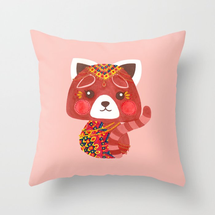 Jessica The Cute Red Panda Throw Pillow