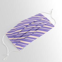 [ Thumbnail: Slate Blue and Bisque Colored Stripes Pattern Face Mask ]