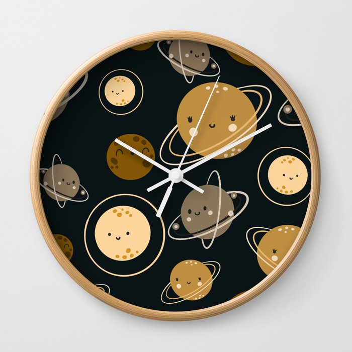 seamless space pattern Wall Clock