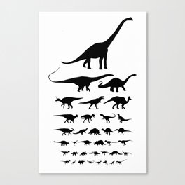 Dinosaur Eye Chart (monochrome) Cretaceous and Jurassic periods Canvas Print