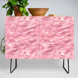 Glam Pink Metallic Waves Texture Credenza