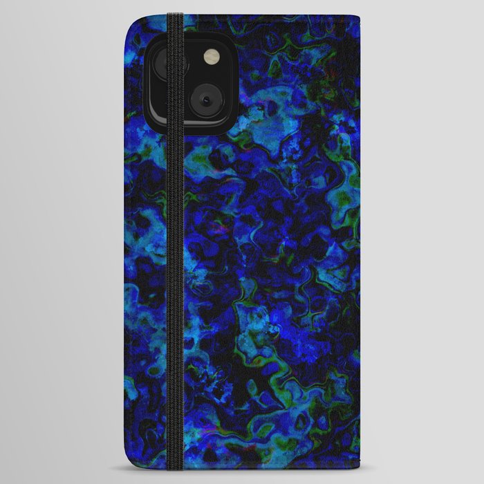 Dark Blue and little green shapes iPhone Wallet Case