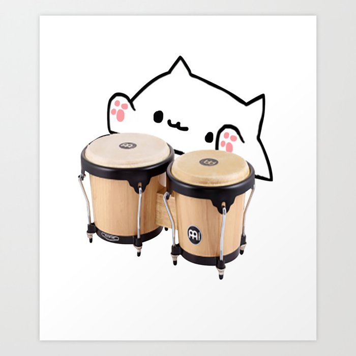 Bongo Cat Cute And Funny Meme Art Print By Anuelaaclothing Society6