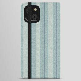 ivy stripes - dusty blue, navy and cream iPhone Wallet Case
