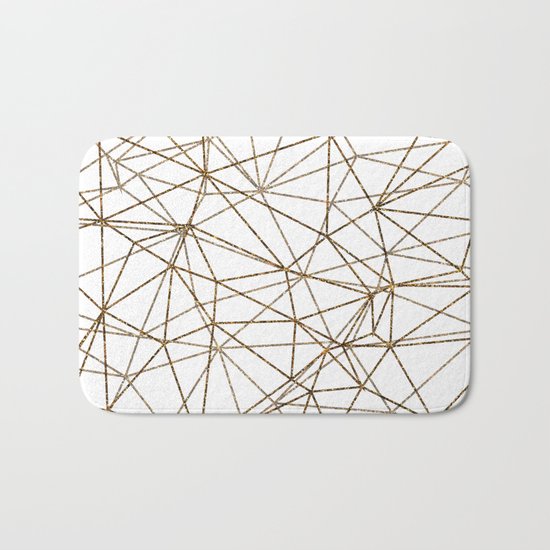 Geometric triangles glitter pattern. Modern stylish texture. Gold trendy glitter print background Bath Mat