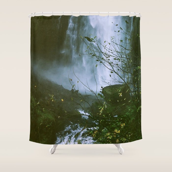 Waterfalls Flowers Nature Shower Curtain By Jeremiahgallagher
