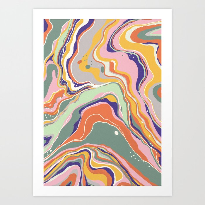 Retro marble #1 Art Print