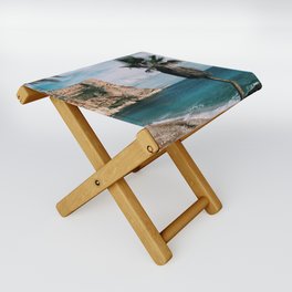 Spain Photography - Beautiful Beach Surrounded By Palm Trees And Hills  Folding Stool