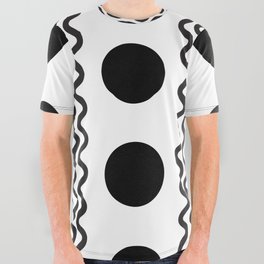 Squiggles and Dots - Abstract Black & White Pattern All Over Graphic Tee