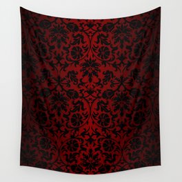 Dark Red and Black Damask Wall Tapestry