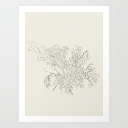 Floral Bouquet Line Work Study Art Print