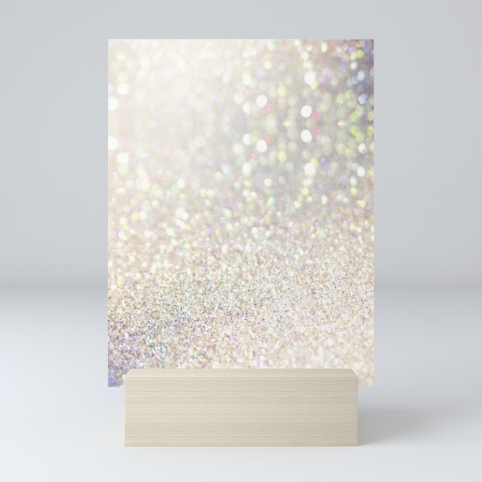 White Iridescent Glitter Mini Art Print