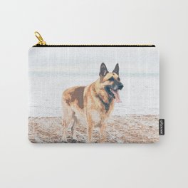 Long Tongue German Shepherd Dog On The Beach Carry-All Pouch