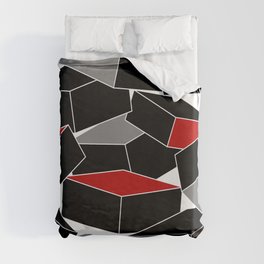 Falling - Abstract - Black, Gray, Red, White Duvet Cover