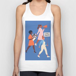 Female diverse faces of different ethnicity blue Tank Top