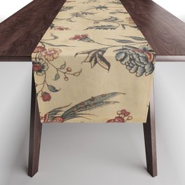 Antique Chintz Floral Bird Pattern 1700s Table Runner