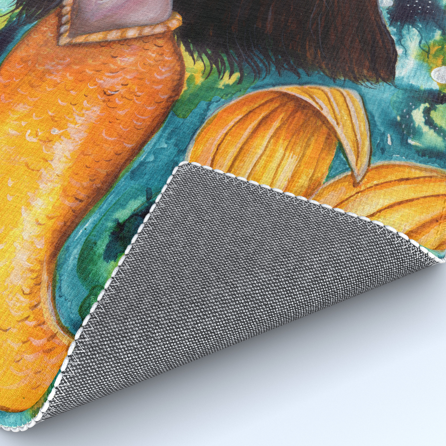 Mi Amoebas Mermaid Abstract Golden Tail Fantasy Art By Laurie Leigh Rug By Laurieleighart