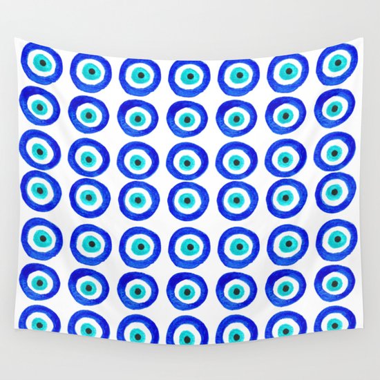 Evil Eye Talisman - on white Wall Tapestry