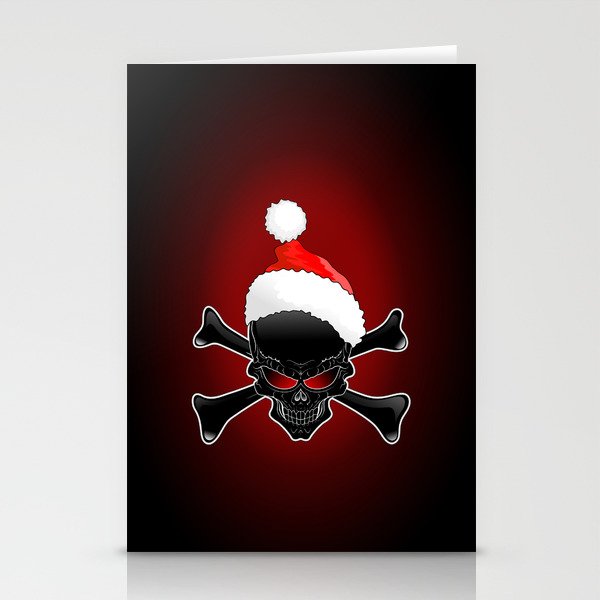 Christmas Santa Black Skull Stationery Cards