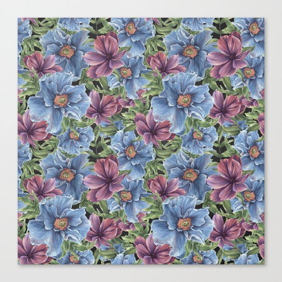 Hibiscus Flowers on Chalkboard Canvas Print