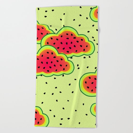 Watermelon Clouds Design Beach Towel