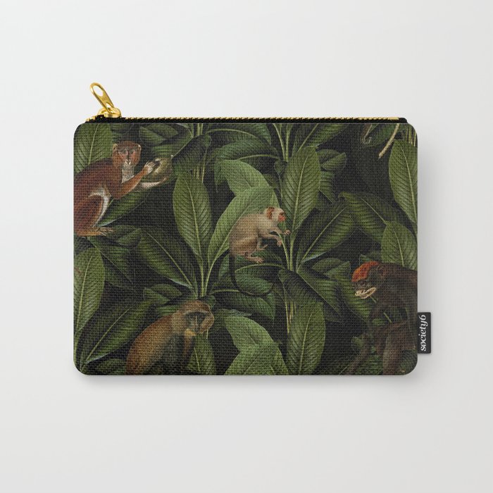 Monkey Vintage Botanical Night Jungle Garden Carry-All Pouch
