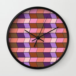 Geometric Op Art in Purple Wall Clock