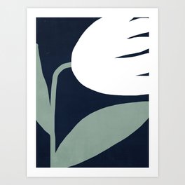 Abstract Flora - navy Art Print