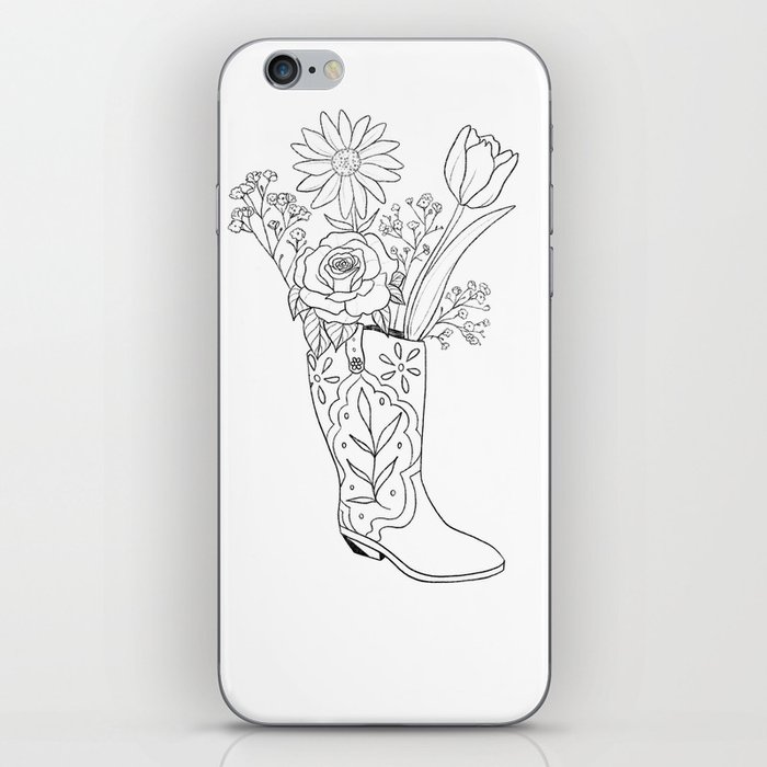 Floral Cowboy Boot iPhone Skin