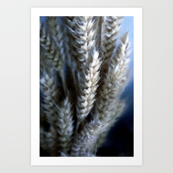 Dried Wheat head bunch Pastel Art Print