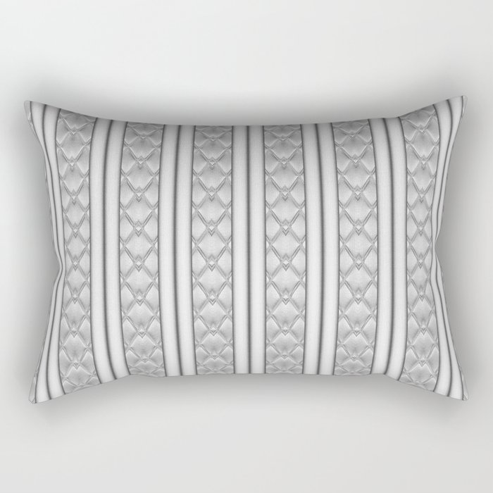 Cool Frosted Steel Grey Quilted Geometric Design Rectangular Pillow