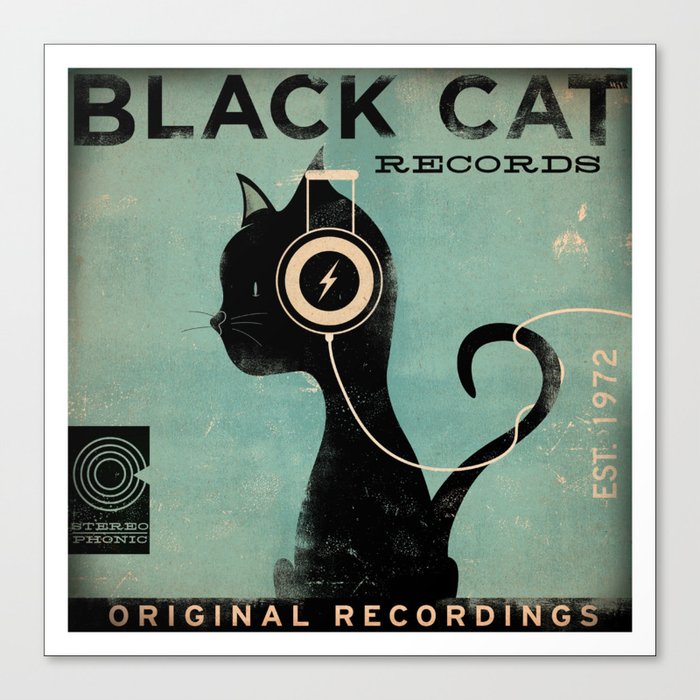Black Cat Records music audiophile musican recordings album art Canvas Print
