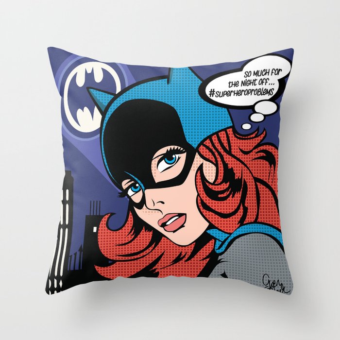#superheroproblems Batgirl Throw Pillow