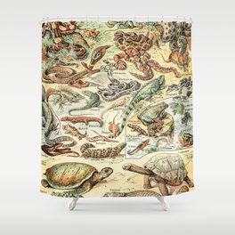 Reptiles II by Adolphe Millot // XL 19th Century Snakes Lizards Alligators Science Textbook Artwork Shower Curtain