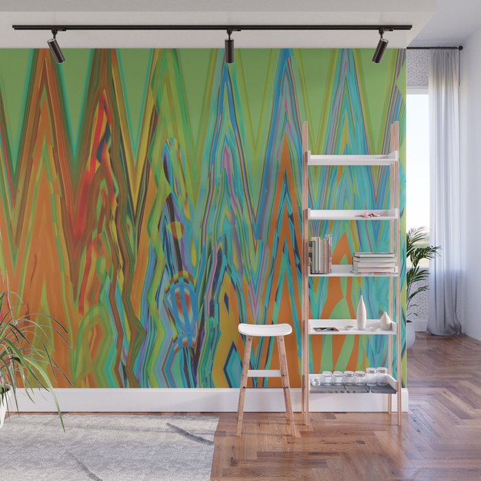 Chilly, Lime, Triangular Waves Wall Mural