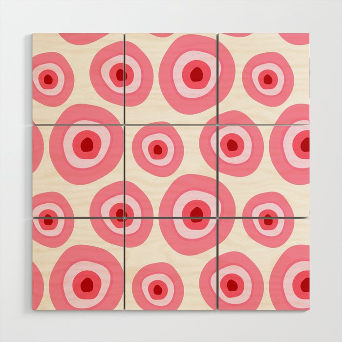 Bright Pink Evil Eye Pattern Wood Wall Art