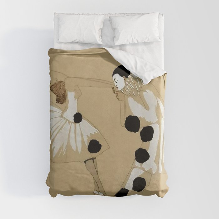 “Pierrot and Columbine” by Leo Rauth Duvet Cover