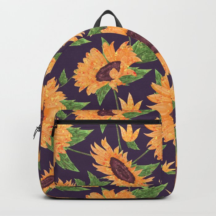 Sunflowers in purple Backpack