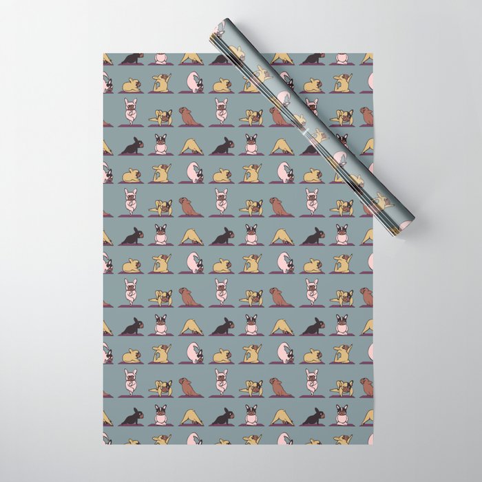 Frenchie Yoga Wrapping Paper by Huebucket | Society6