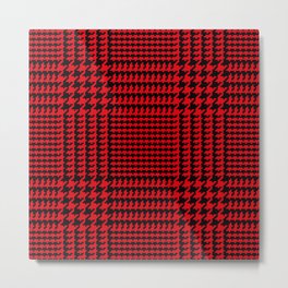 Red and Black Houndstooth Plaid Metal Print | Plaid, Pattern, Tweed, Fashion, Check, Stripe, Winter, Buffalocheck, Lumberjack, Red And Black 