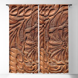 Vintage Worn Tooled Leather Blackout Curtain