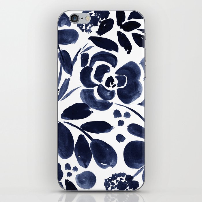 Navy Floral iPhone Skin