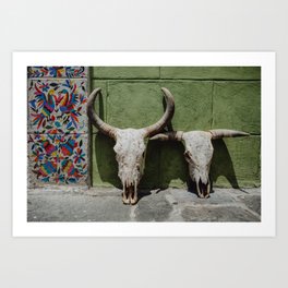 Mexican cow skulls Art Print