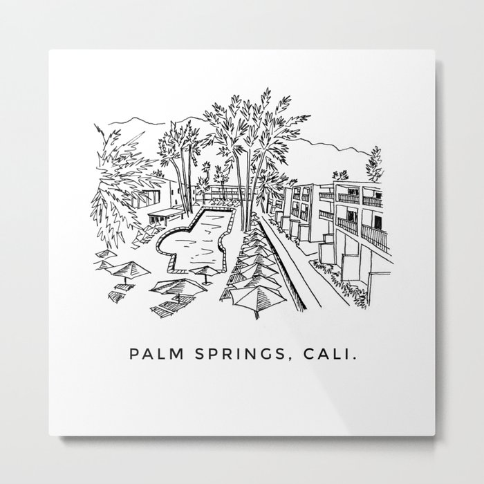 Palm Springs Sketch Metal Print