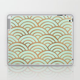 Japanese Seigaiha Wave – Mint & Copper Palette Laptop Skin