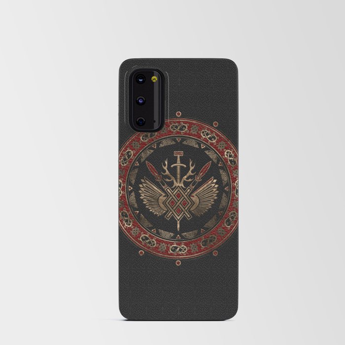 Gungnir - Spear of Odin Black and Red Leather and gold Android Card Case